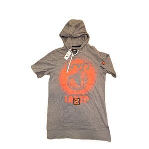 Ecko Unltd Hoodie Shirt Small - Gray Orange Globe Short Sleeve